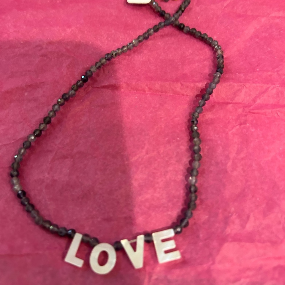 Melissa G stone love 16” tolite beaded necklace NWT
